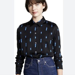 Equipment Femme Neon Blue Lightning Bolt Button Down Shirt | Size Small